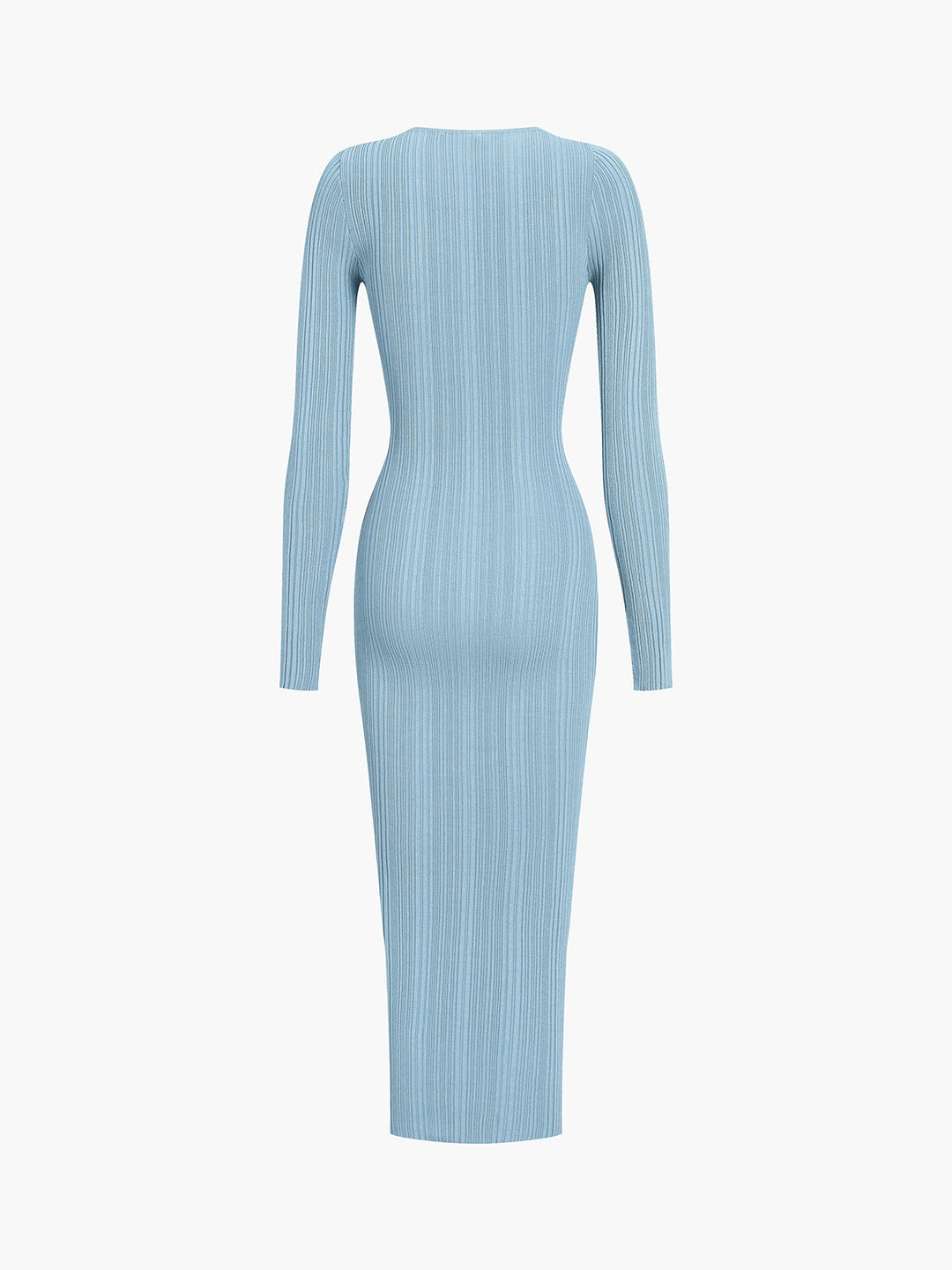 Babyblau Strick Langarm Midikleid
