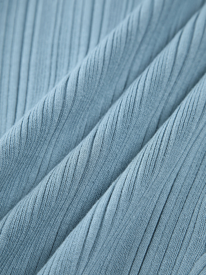 Babyblau Strick Langarm Midikleid