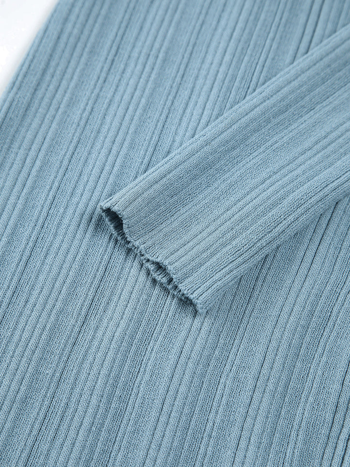 Babyblau Strick Langarm Midikleid