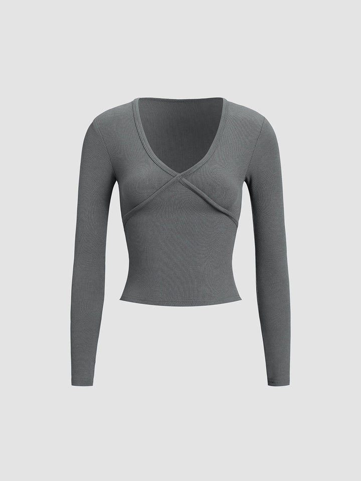 Klassisches Langarmshirt mit V-Ausschnitt