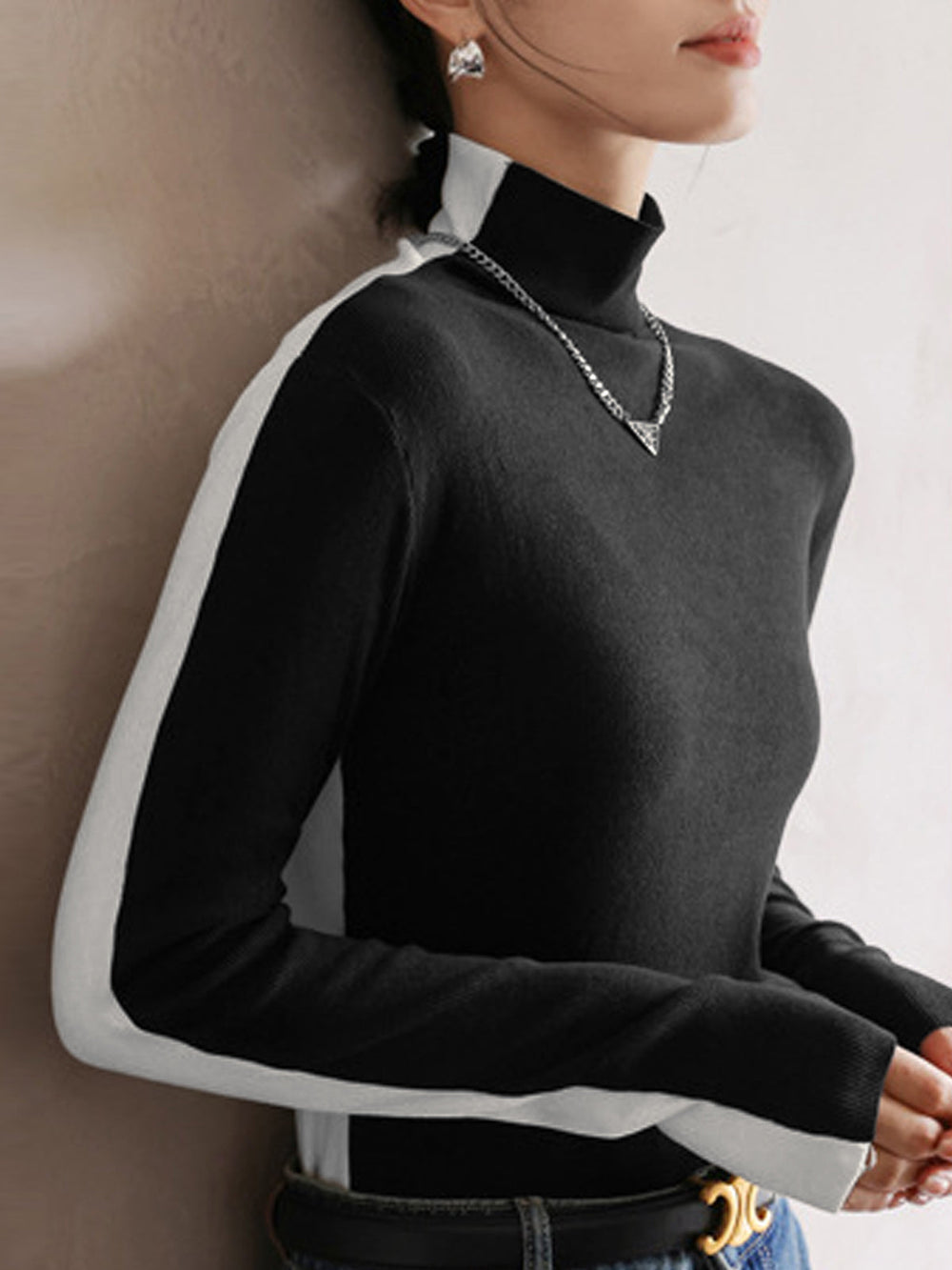 Langarmshirt mit Farbblockdesign auf beiden Seiten