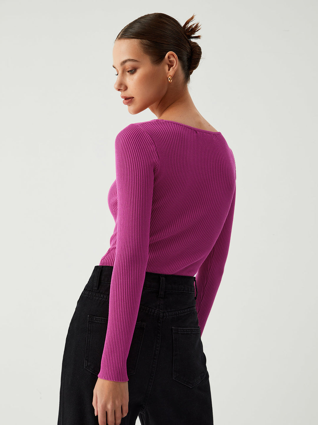Himbeerfarbener Bustier Rippen Body