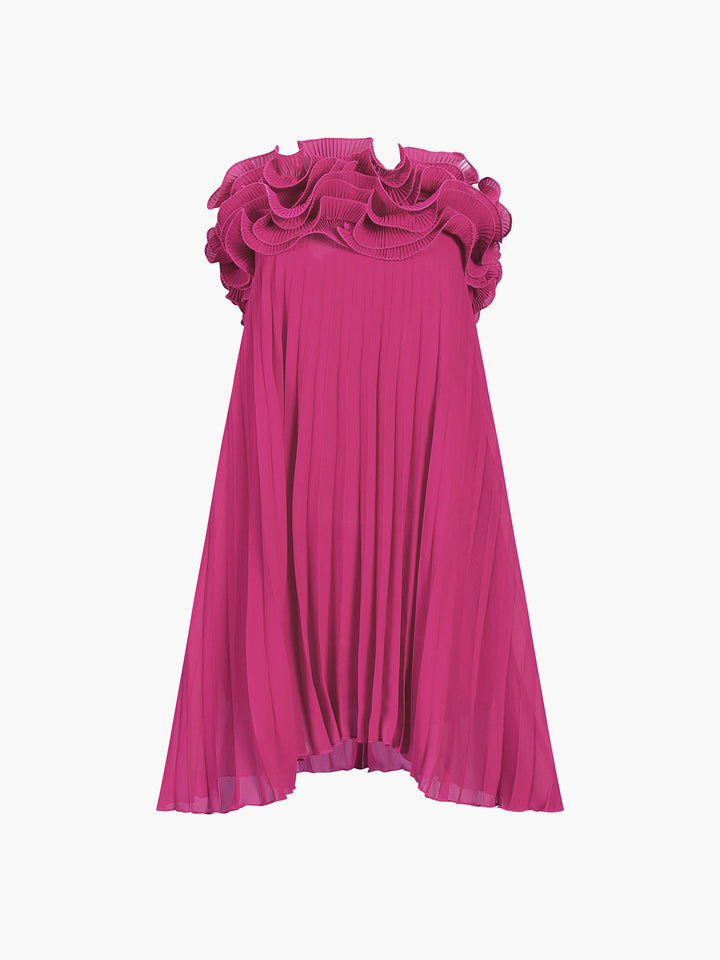 Mesh Rosetten-Röhrenfalten-Kurzkleid