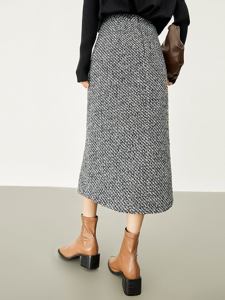 Button-Down Tweed Boucle Maxirock
