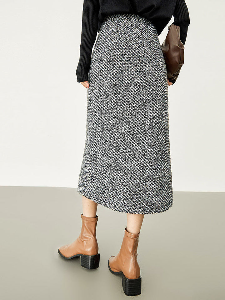 Button-Down Tweed Boucle Maxirock