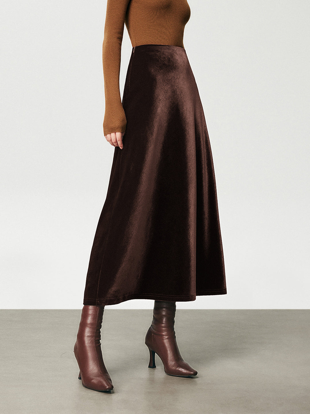 High Waist Samt Maxirock