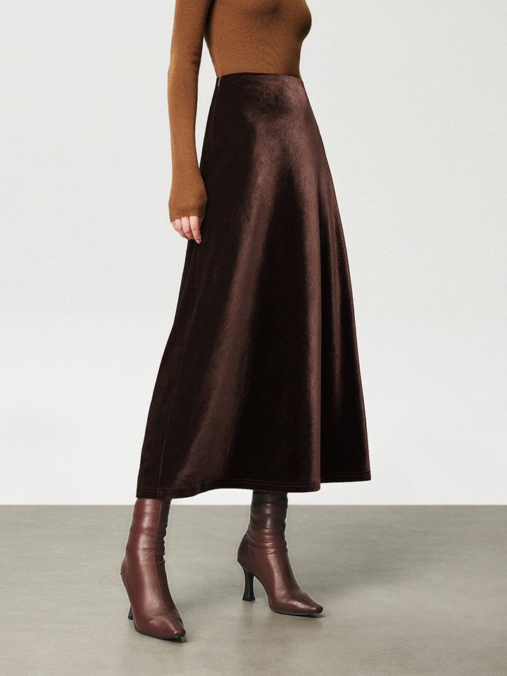 High Waist Samt Maxirock