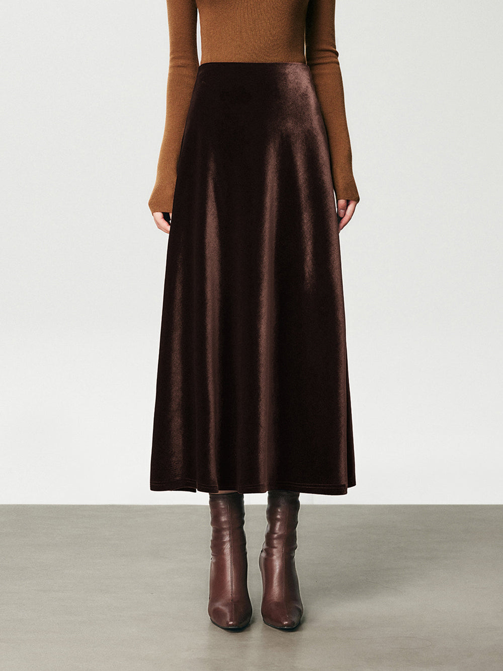 High Waist Samt Maxirock
