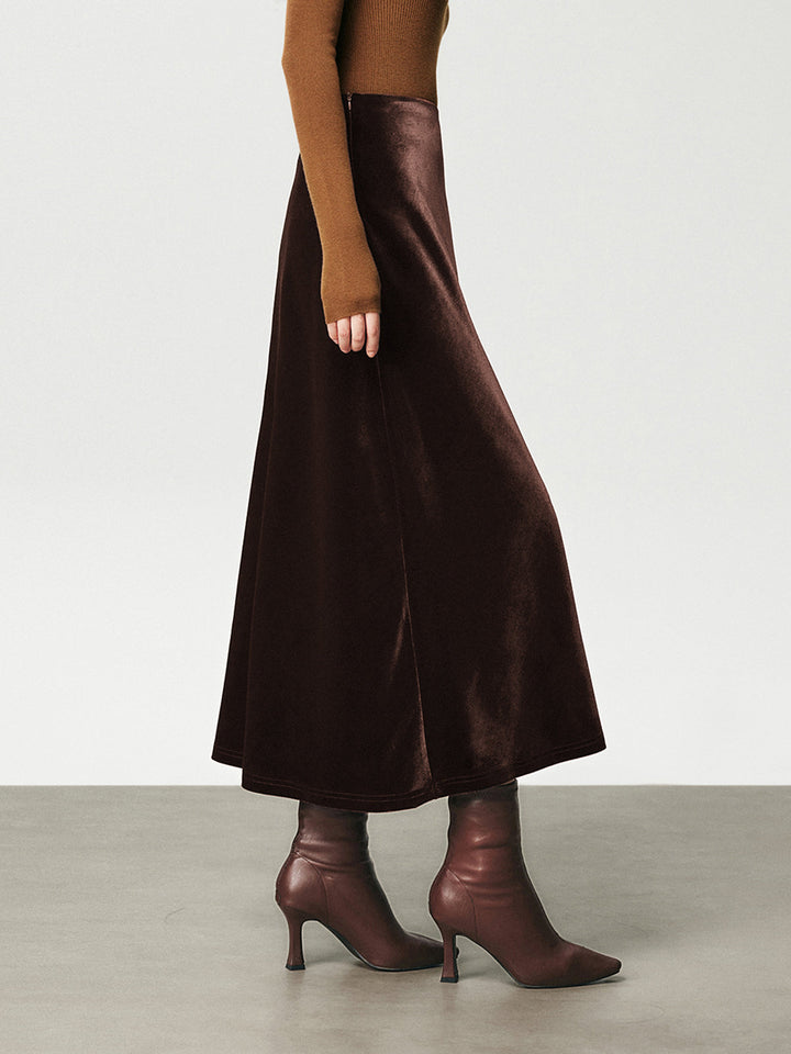 High Waist Samt Maxirock