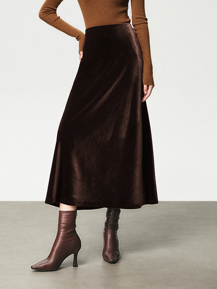 High Waist Samt Maxirock