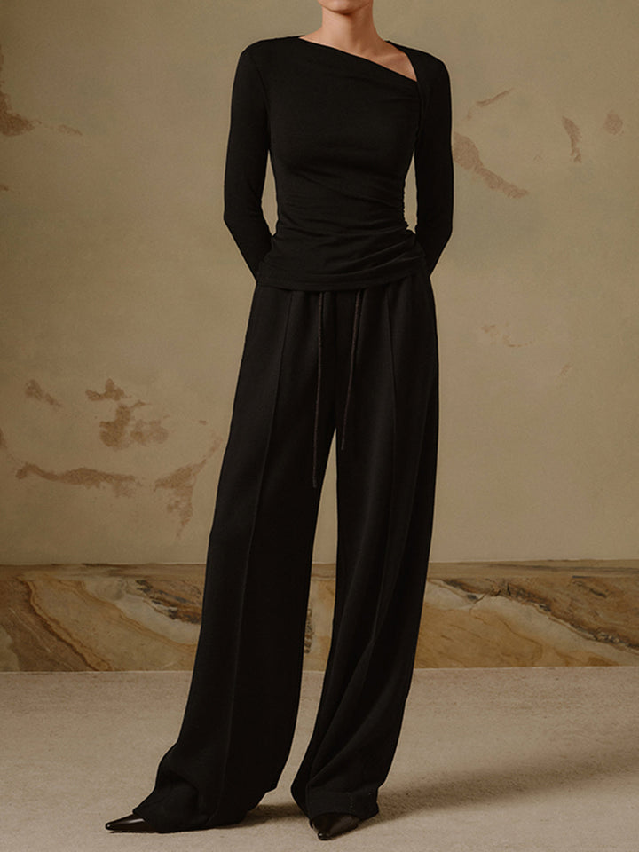 Rippstrick Asymmetrisches Langarmshirt