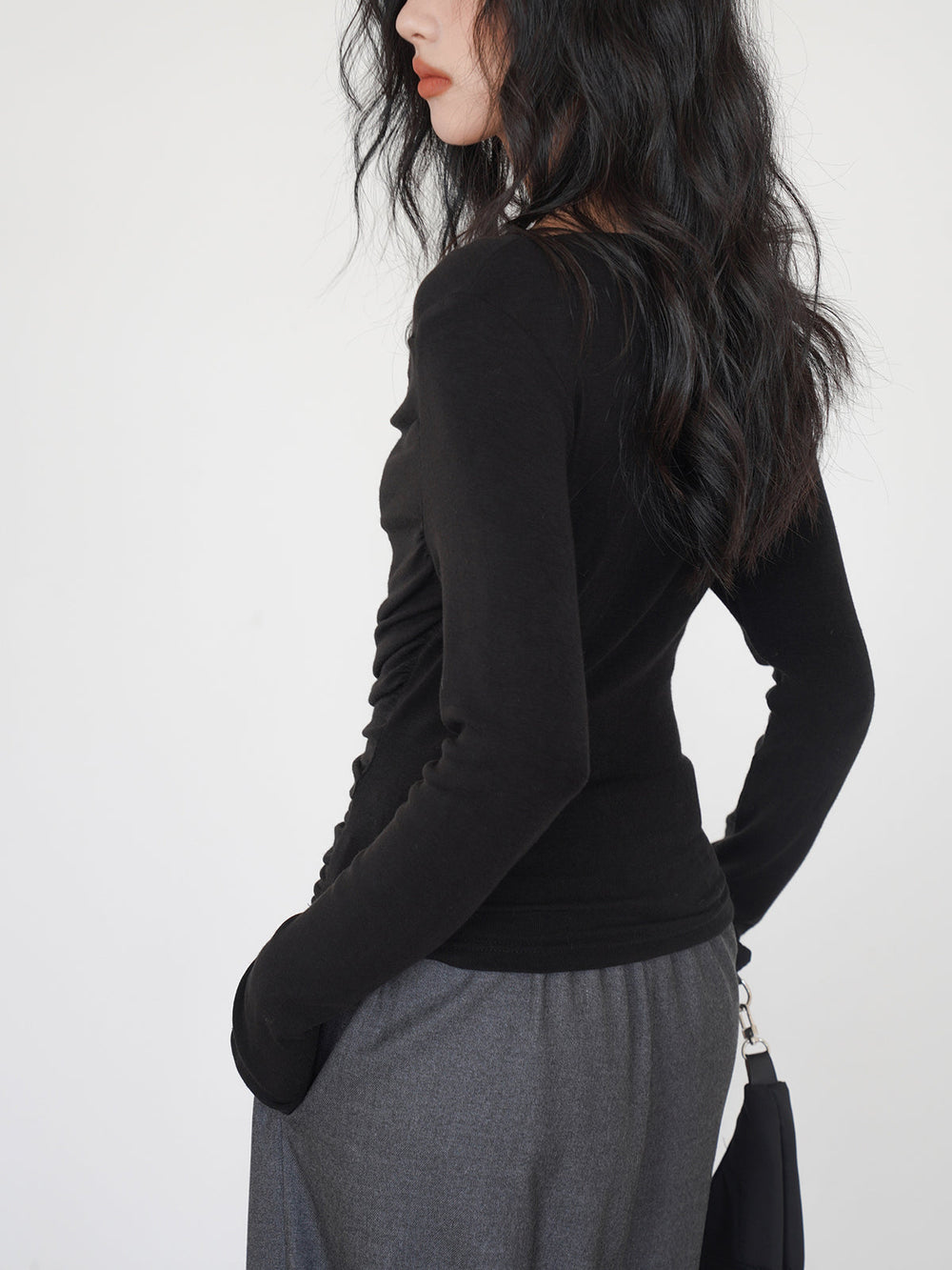Drapierter Langarm Slinky Shirt