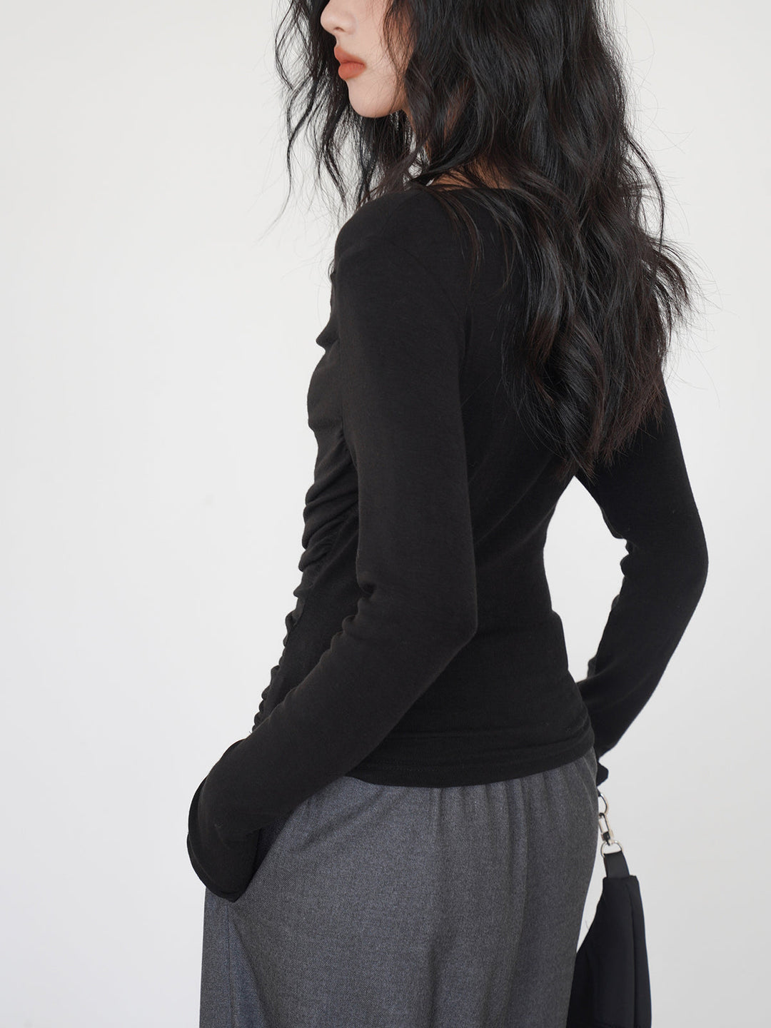 Drapierter Langarm Slinky Shirt