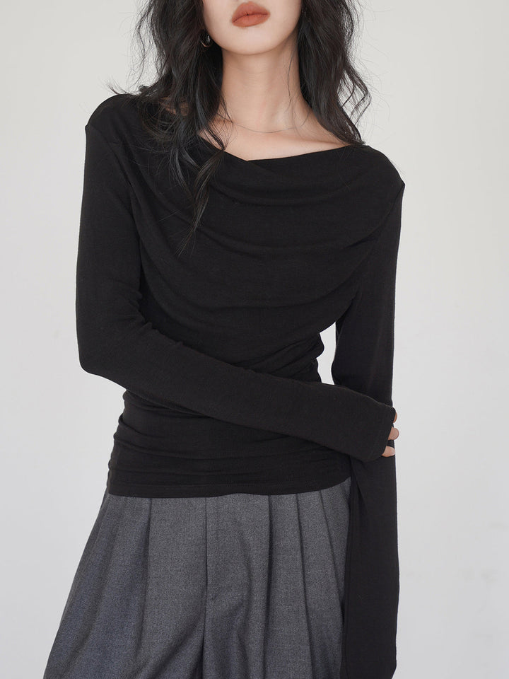 Drapierter Langarm Slinky Shirt