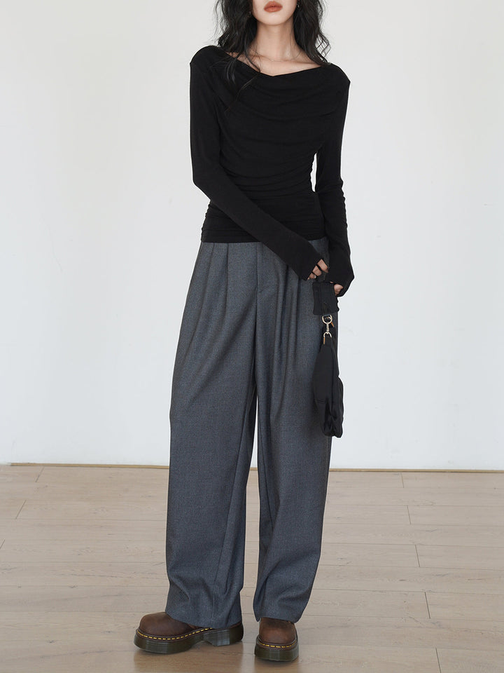 Drapierter Langarm Slinky Shirt