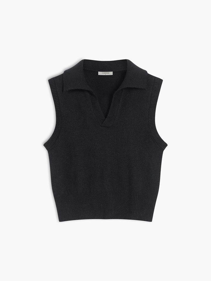 Einfacher V-Ausschnitt Pullover Weste