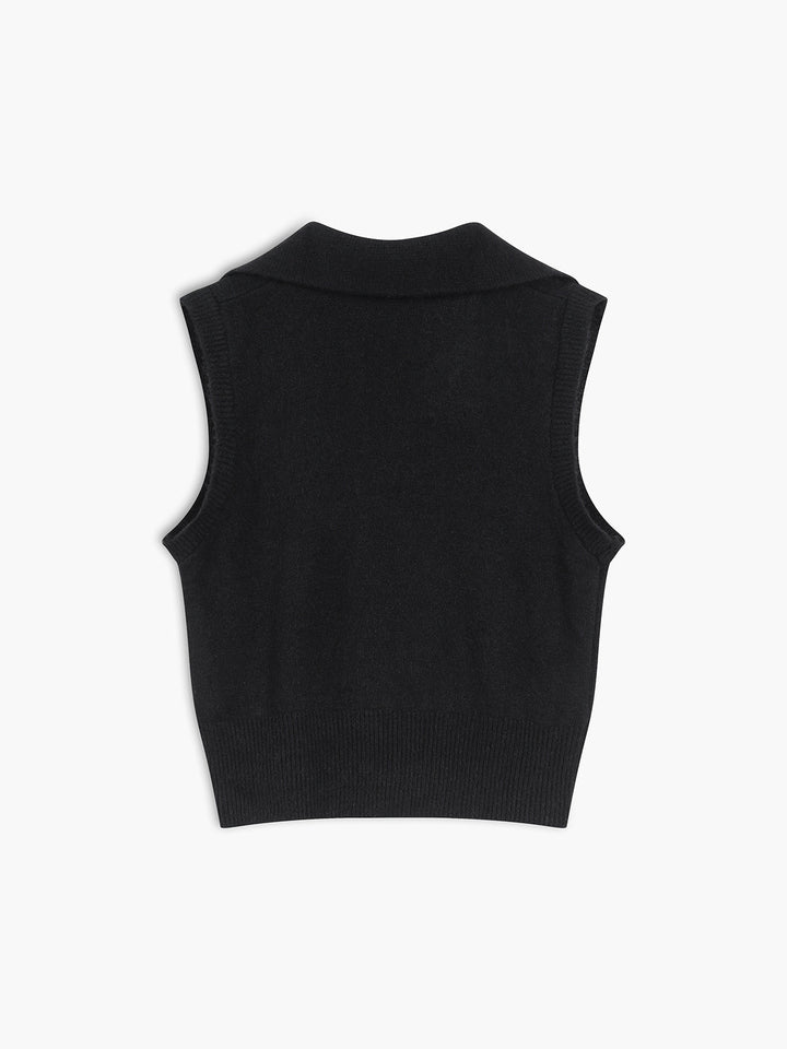 Einfacher V-Ausschnitt Pullover Weste