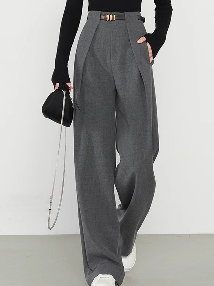 Unifarbene gerade Hose mit Taschen