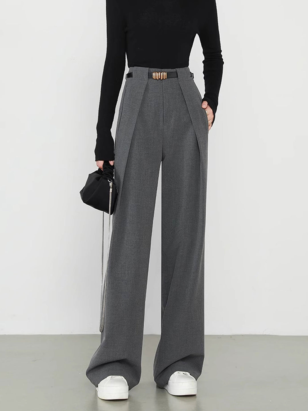 Unifarbene gerade Hose mit Taschen
