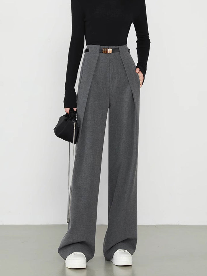 Unifarbene gerade Hose mit Taschen