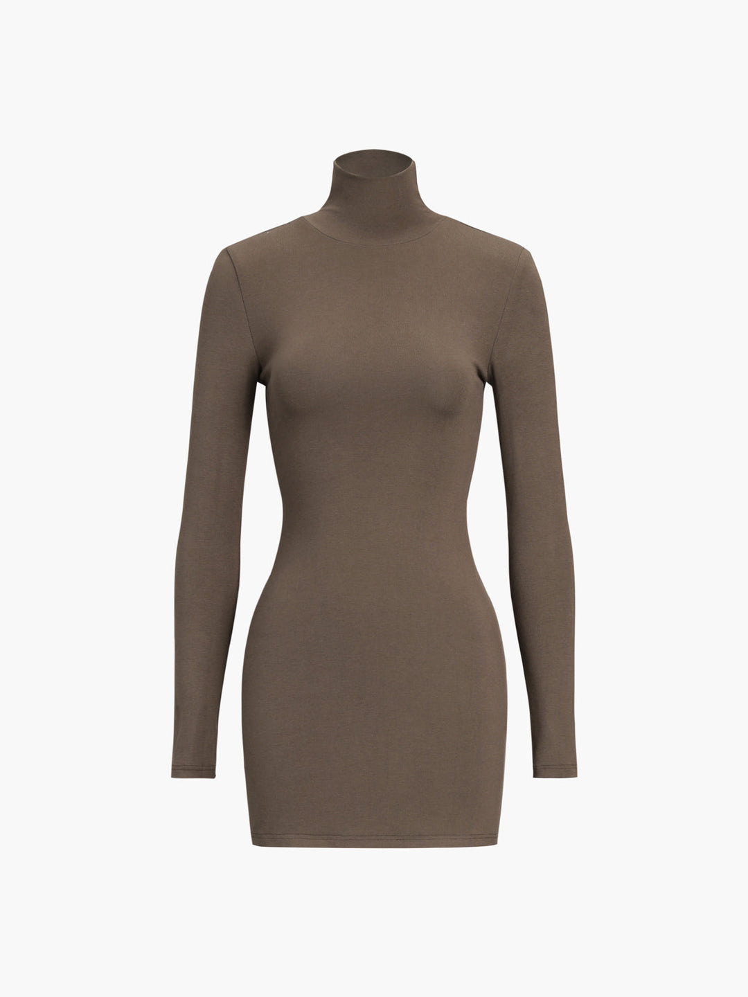 Rollkragen-Kleid mit offenem Rücken und langen Ärmeln