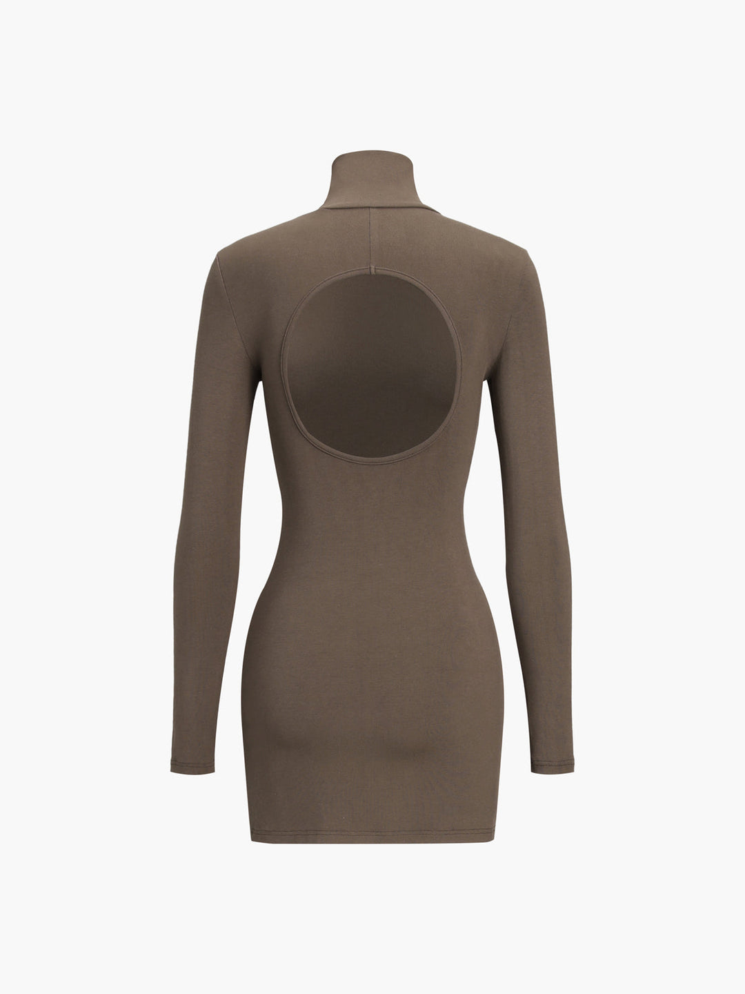 Rollkragen-Kleid mit offenem Rücken und langen Ärmeln