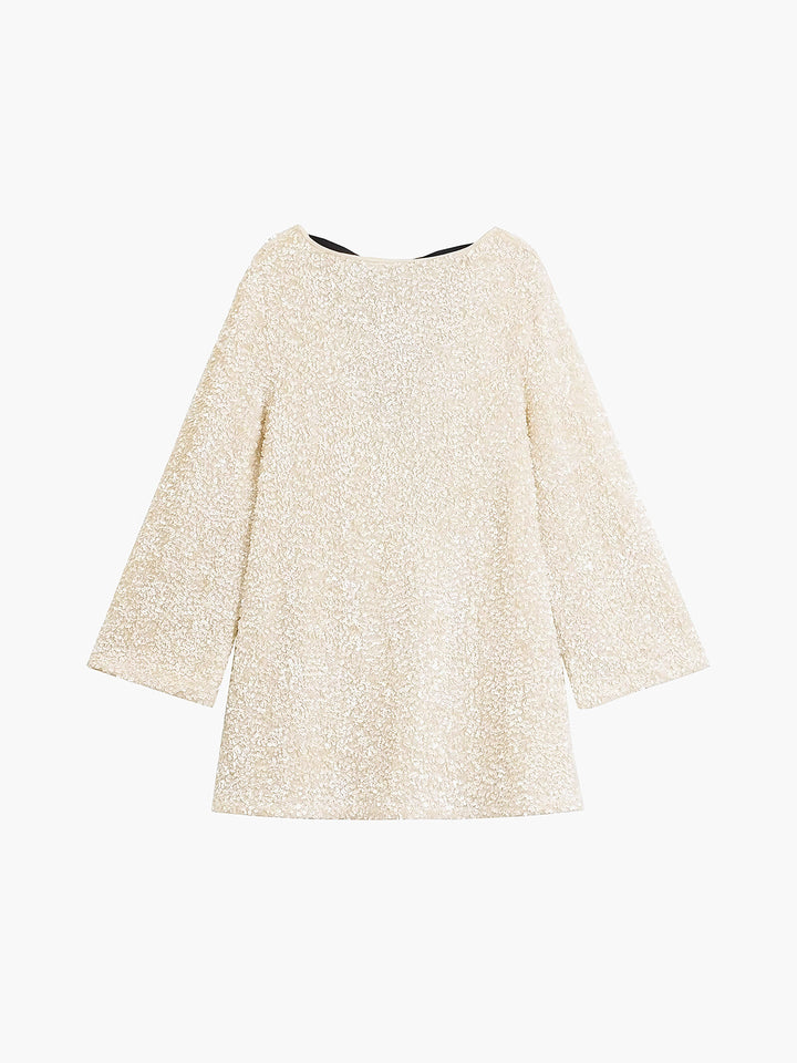 Pailletten Samt Schleife Mini Kleid