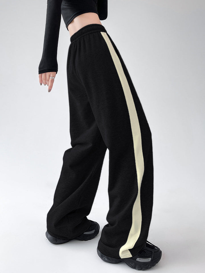 Strickzug Kontrastbesatz Weiter Bein Jogginghose