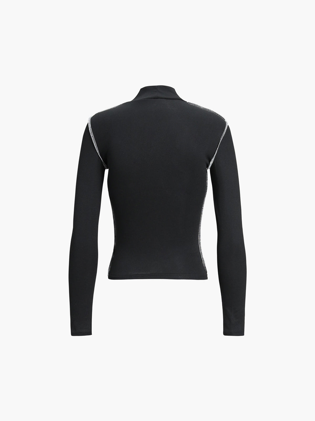 Kontrastbesetztes Langarmshirt mit Stehkragen