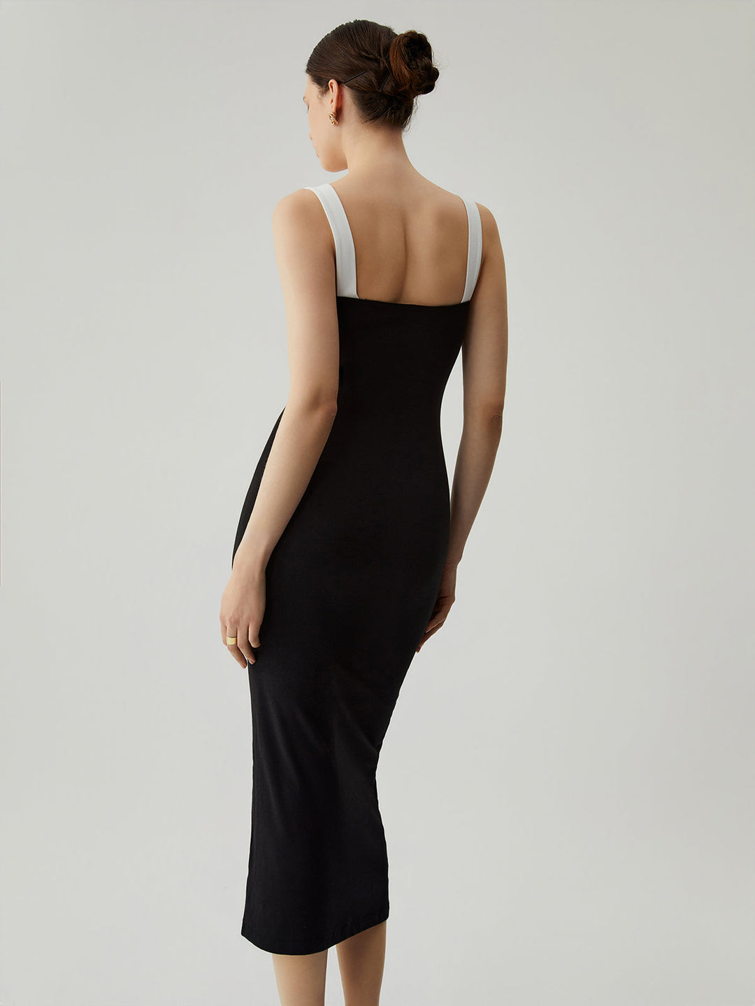 Bodycon Patchwork Sweetheart Kragen Cami Midikleid