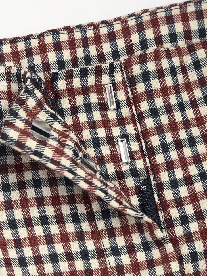Kleid Hose mit Karomuster und weitem Bein