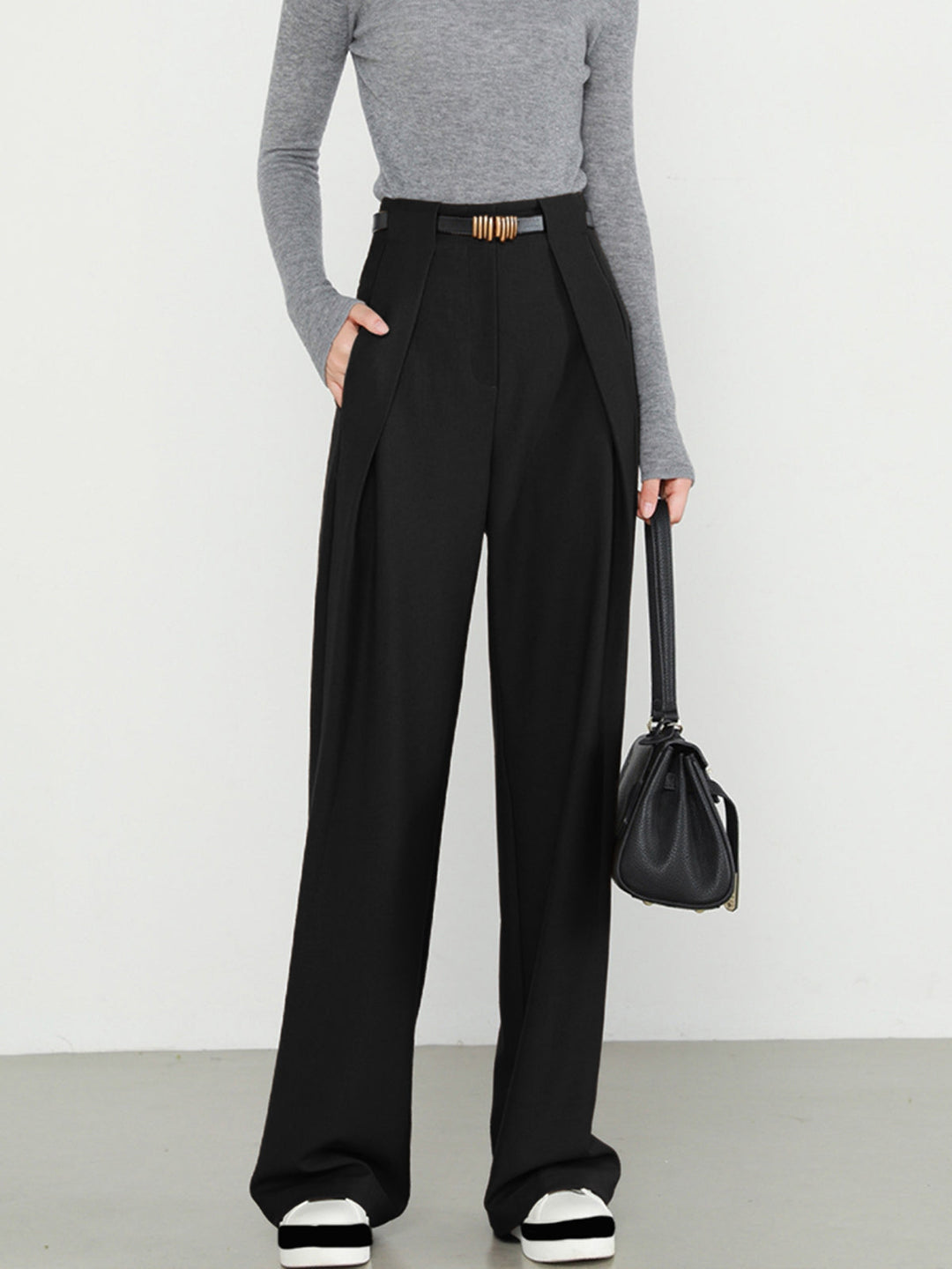 Unifarbene gerade Hose mit Taschen