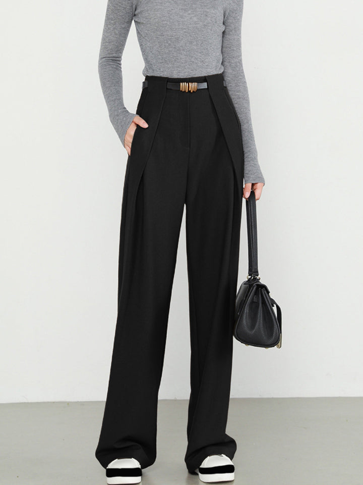 Unifarbene gerade Hose mit Taschen