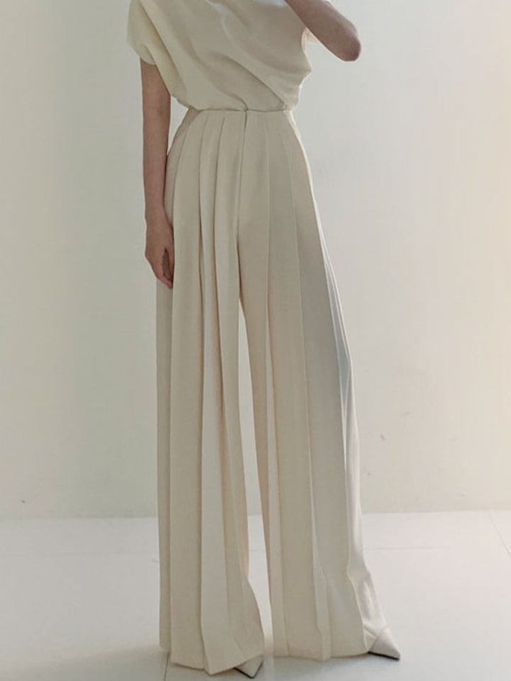 Plissierte High-Waist-Hose mit weitem Bein