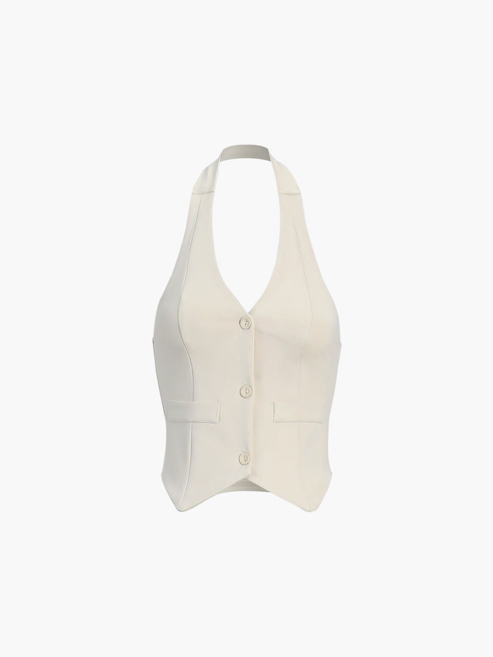 Button-Front-Weste mit Neckholder und Rückenausschnitt mit Rock-Set