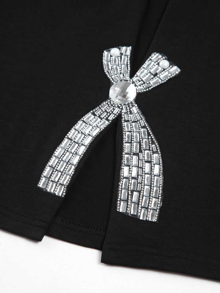 Rhinestone Schleife Verzierter Oberteil