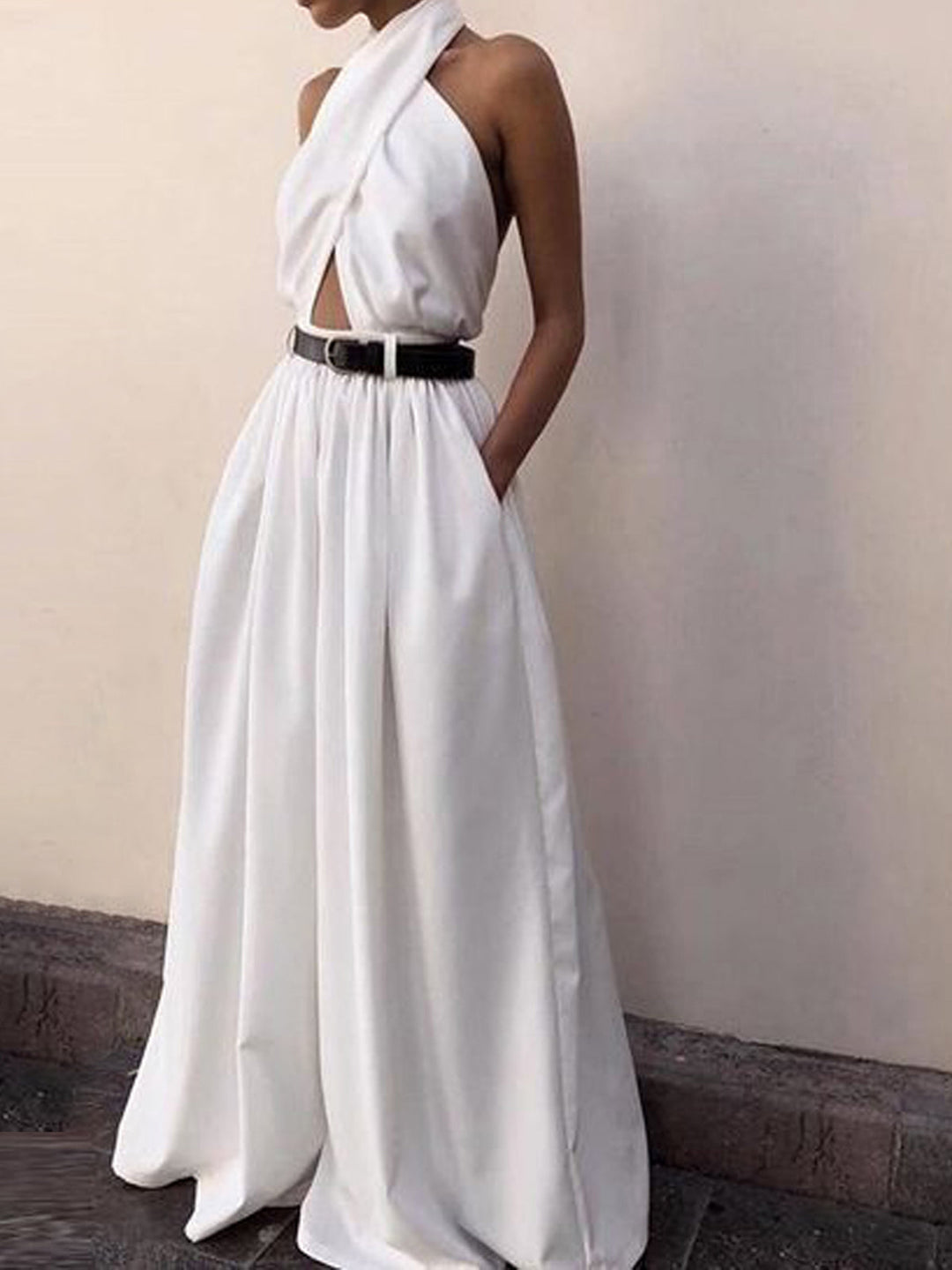 Criss Cross Halter trägerloser Overall ohne Gürtel