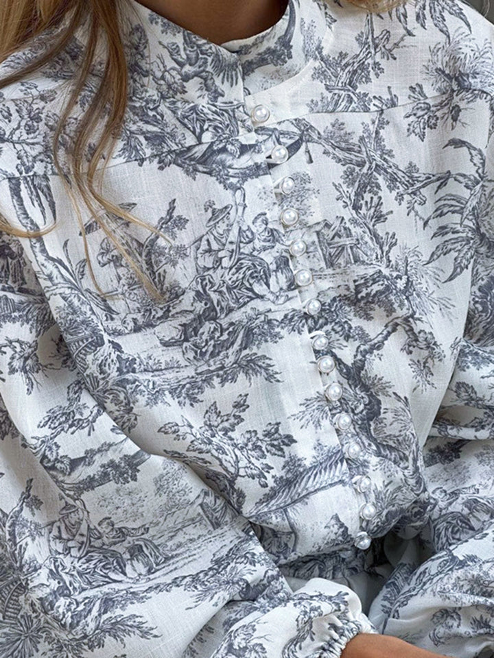 Tintenmalerei Druck Neckholder-Kleid in A-Linie Kurz