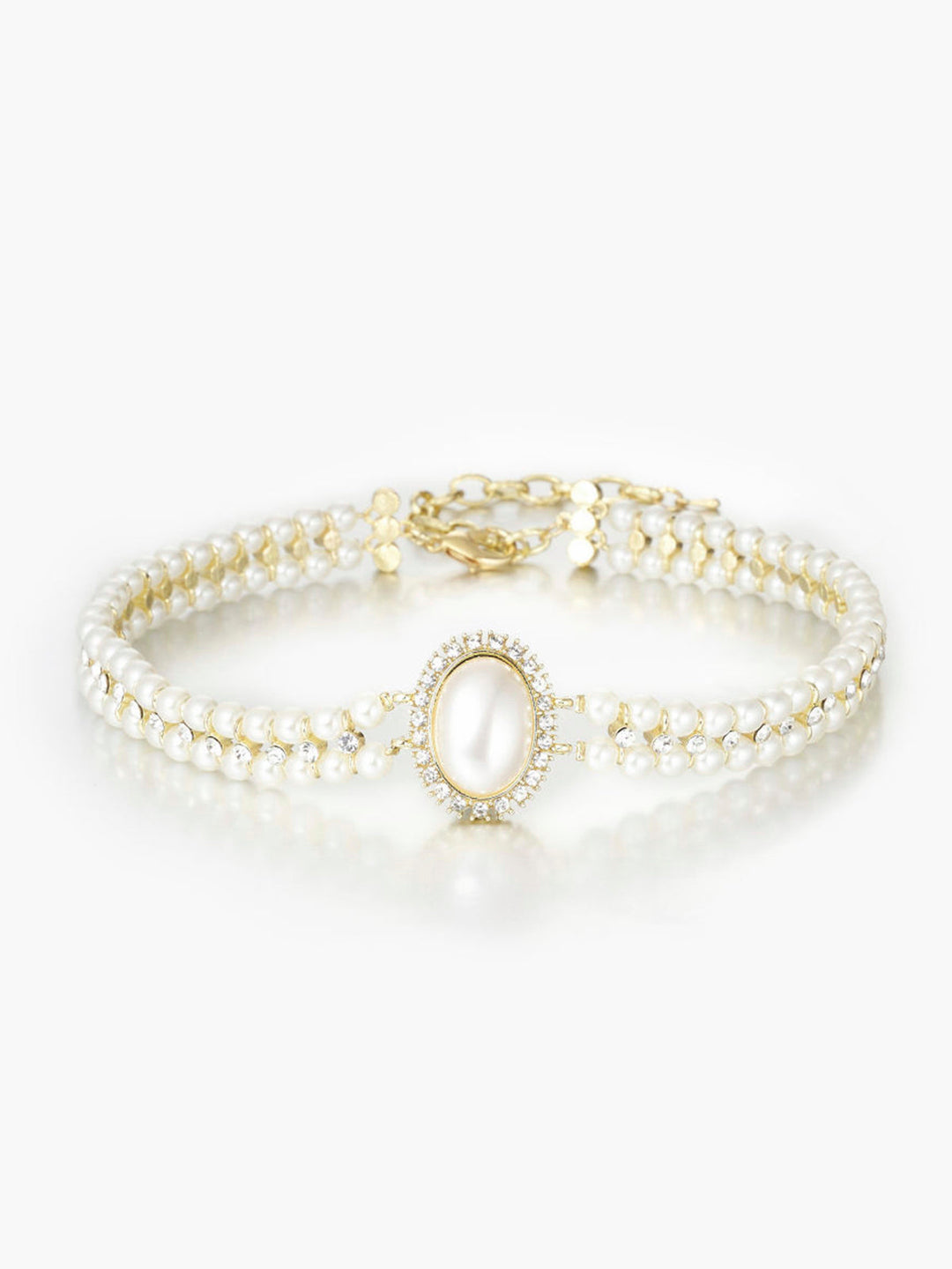 Vintage Doppel Lagen Kunstperlen Choker Halskette