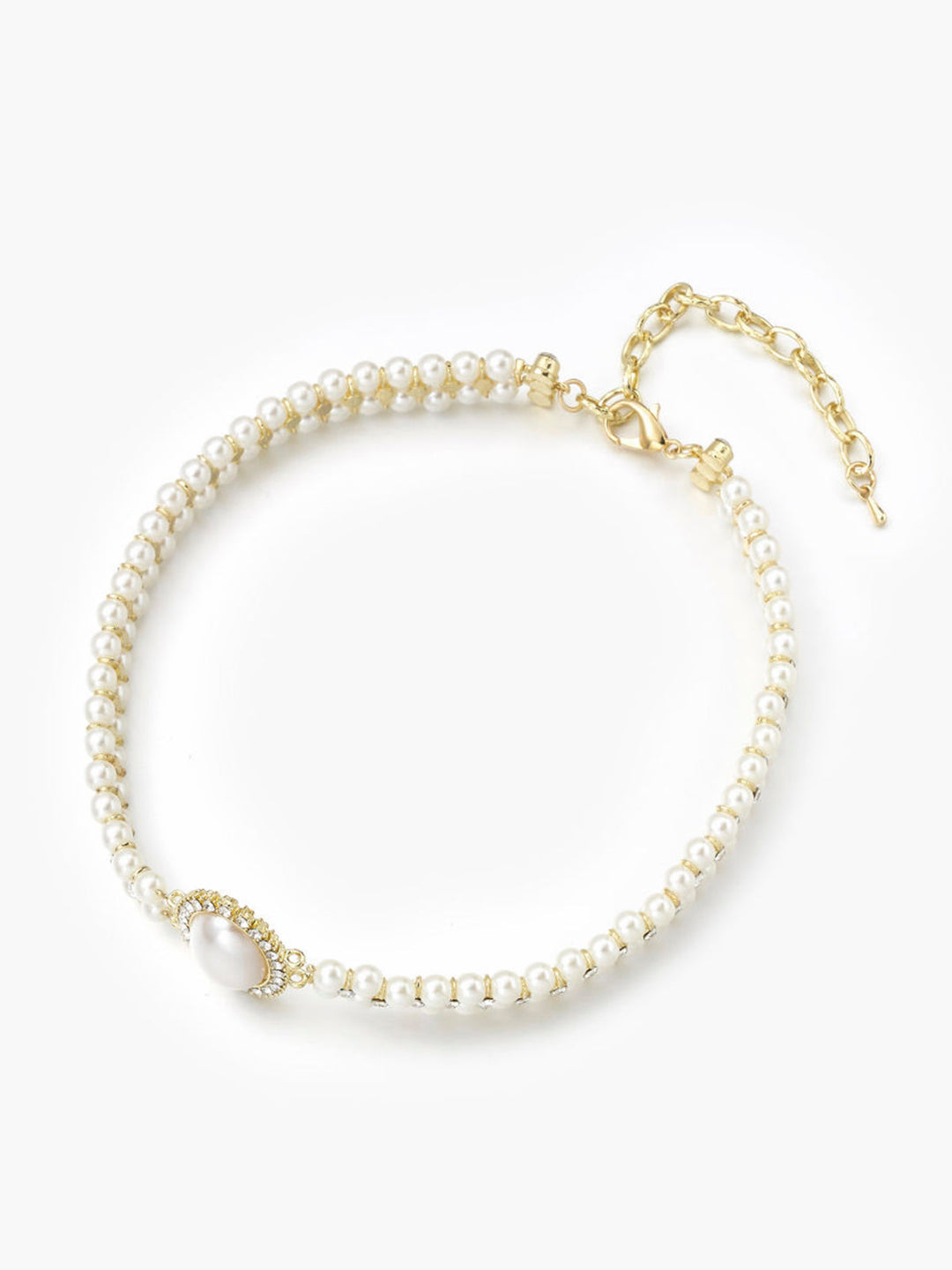 Vintage Doppel Lagen Kunstperlen Choker Halskette