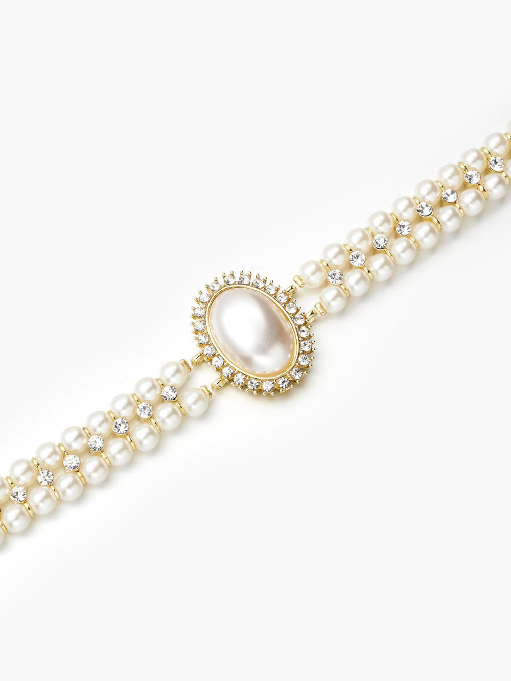 Vintage Doppel Lagen Kunstperlen Choker Halskette