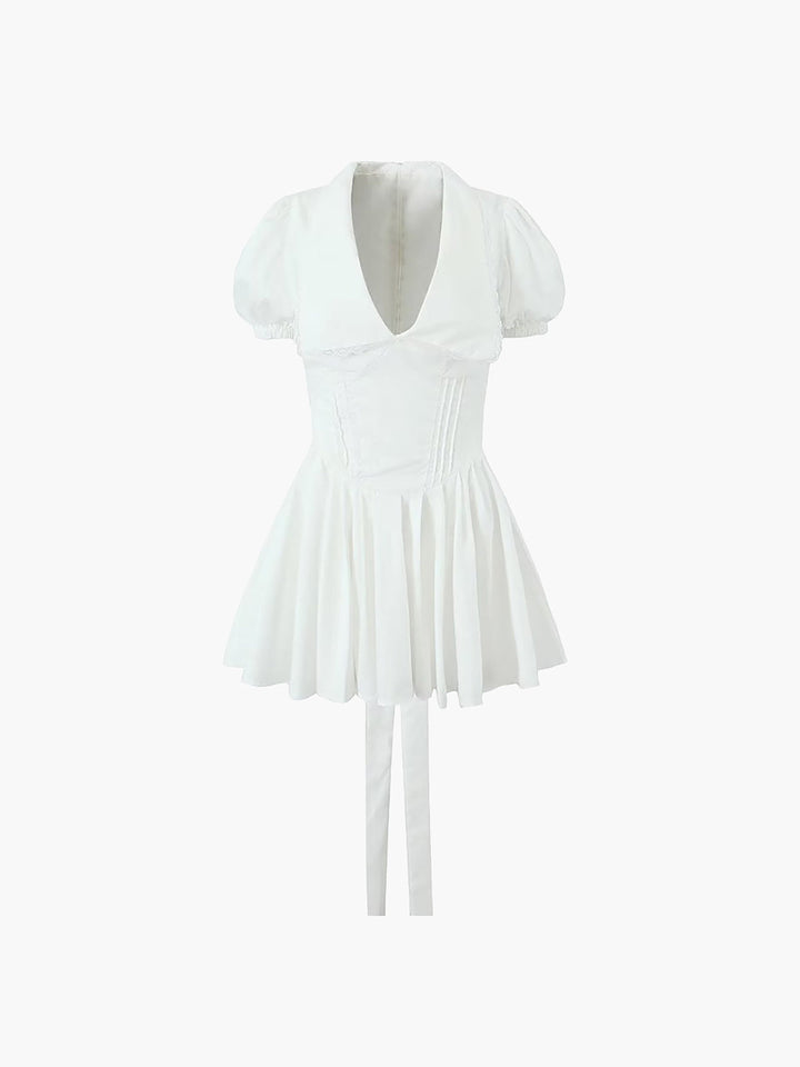 Spitzenkragen-Kleid mit Schnürung