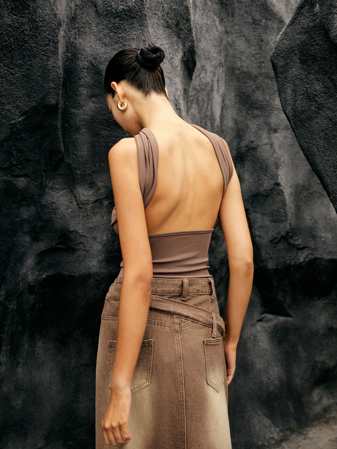Schlichtes Neckholder-Bandeau-Oberteil aus Jersey