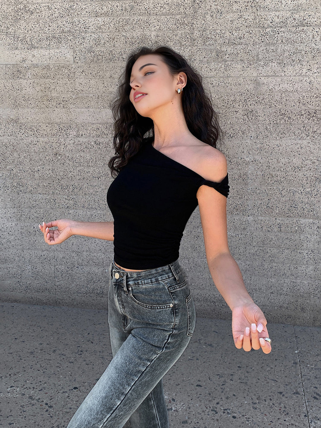 Asymmetrischer Neck One Shoulder Off Top