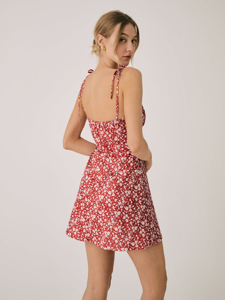Florales rückenfreies bedrucktes Cami-Kurzkleid