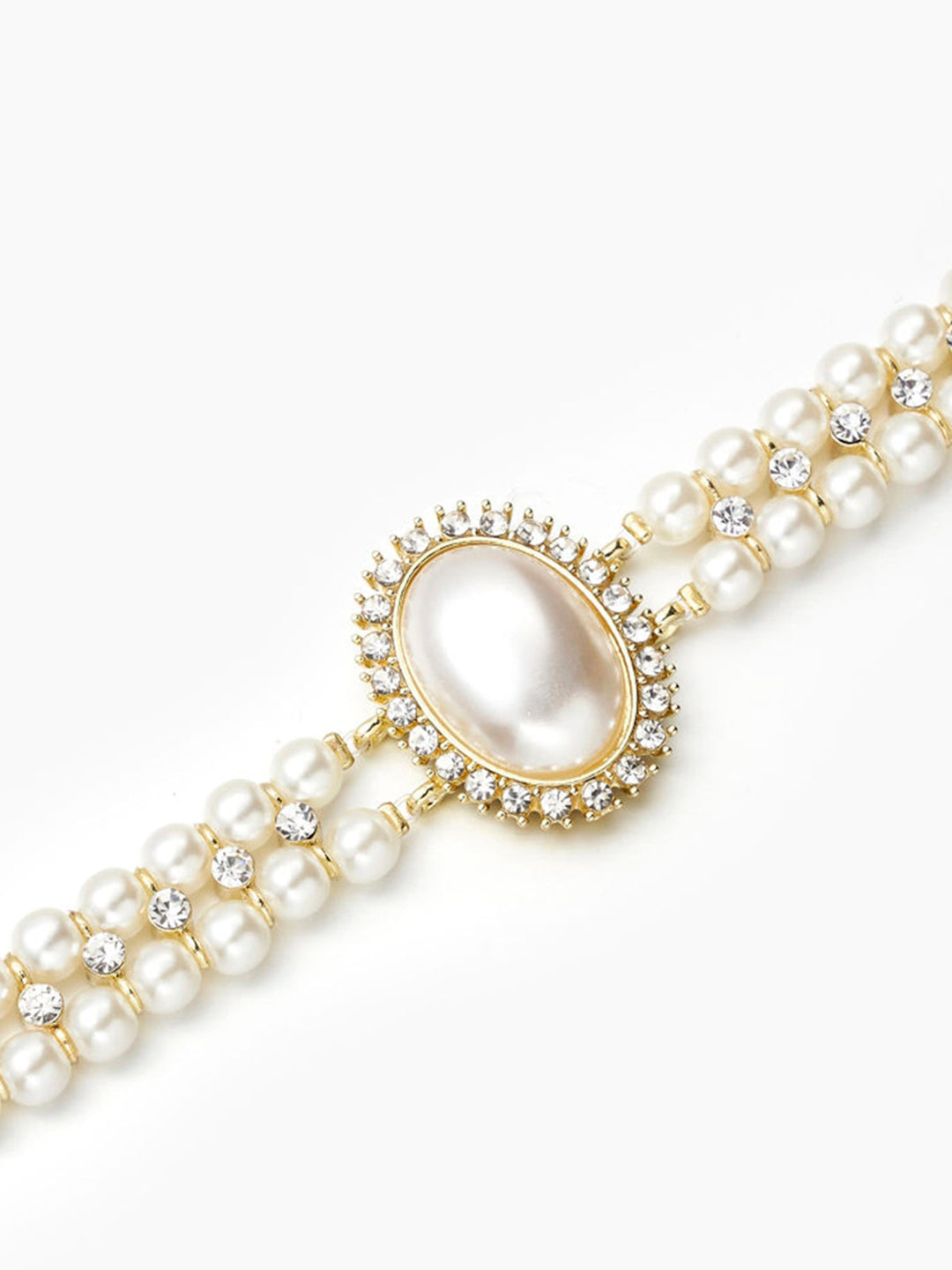 Vintage Doppel Lagen Kunstperlen Choker Halskette