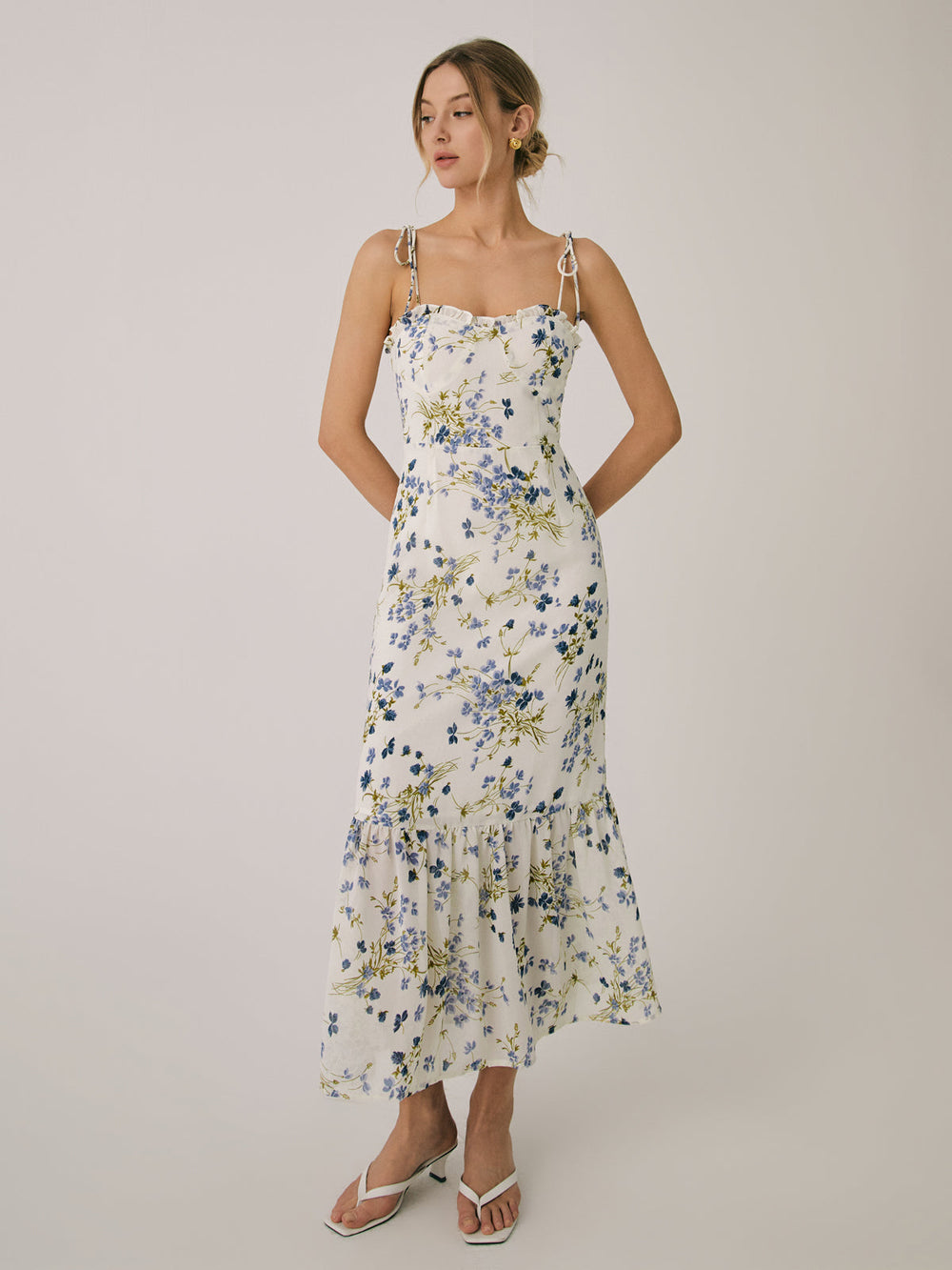 Rüschen Blumenmuster Cami Langes Kleid
