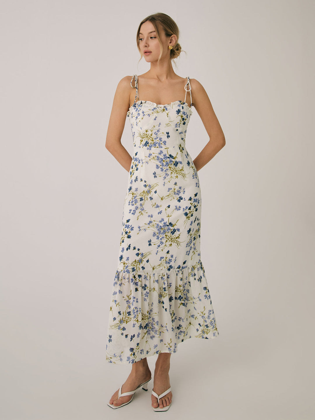 Rüschen Blumenmuster Cami Langes Kleid