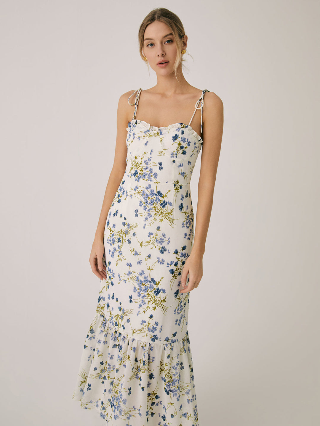 Rüschen Blumenmuster Cami Langes Kleid
