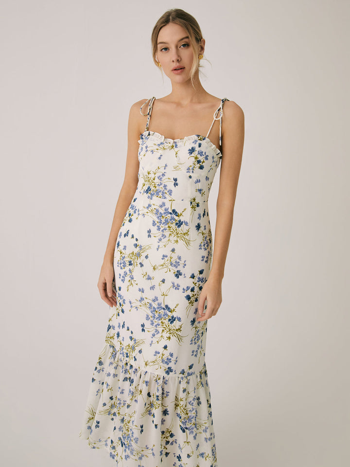 Rüschen Blumenmuster Cami Langes Kleid